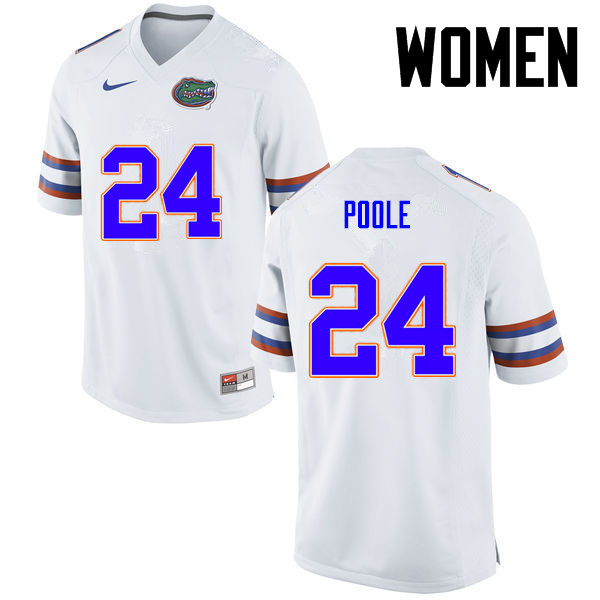 Women Florida Gators #24 Brian Poole College Football Jerseys-White